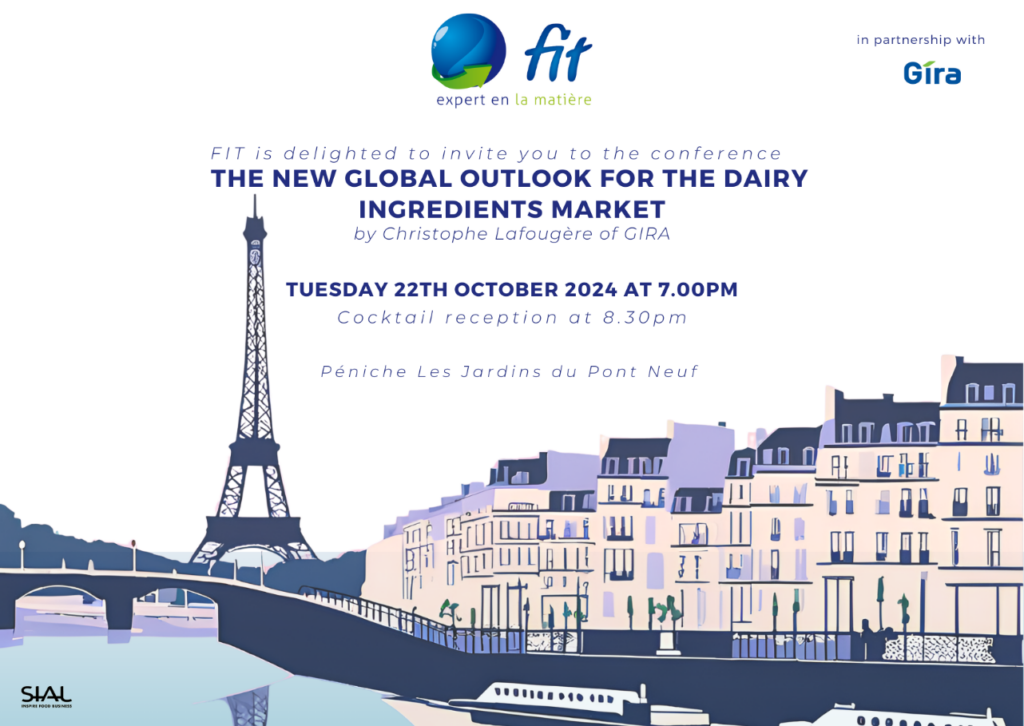 Conference by Christophe Lafougere on the new global outlook for the dairy ingredients market October 22 2024 at 19h00